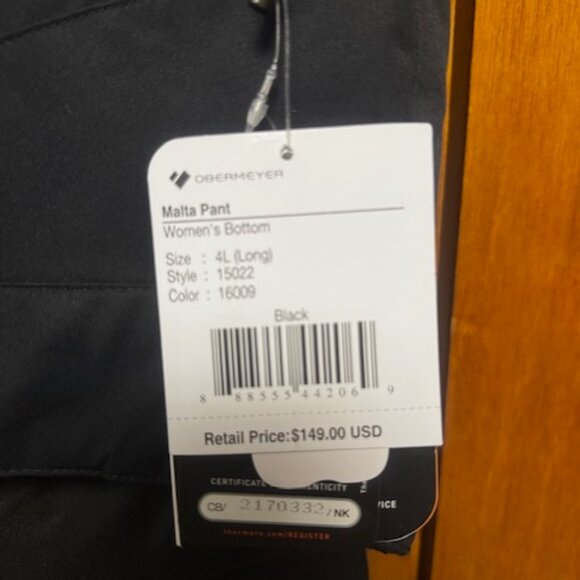 Obermeyer women's black snow pant, size 4L - Picture 2 of 2